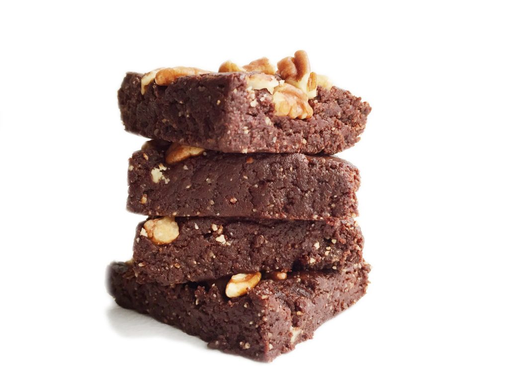 3-ingredient Raw Pecan Brownies made with all paleo, vegan, gluten & guilt-free ingredients