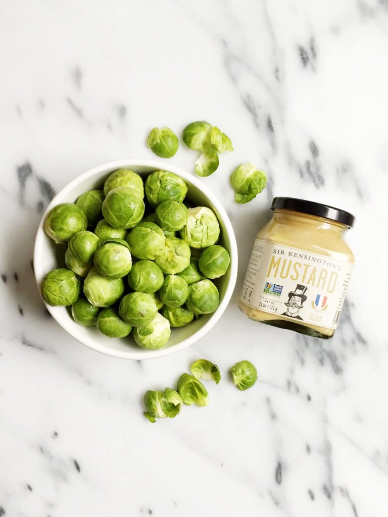 Vegan & Gluten Free Crispy Dijon Brussels Sprouts made in less than 20 minutes