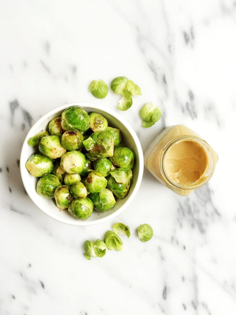 Vegan & Gluten Free Crispy Dijon Brussels Sprouts made in less than 20 minutes