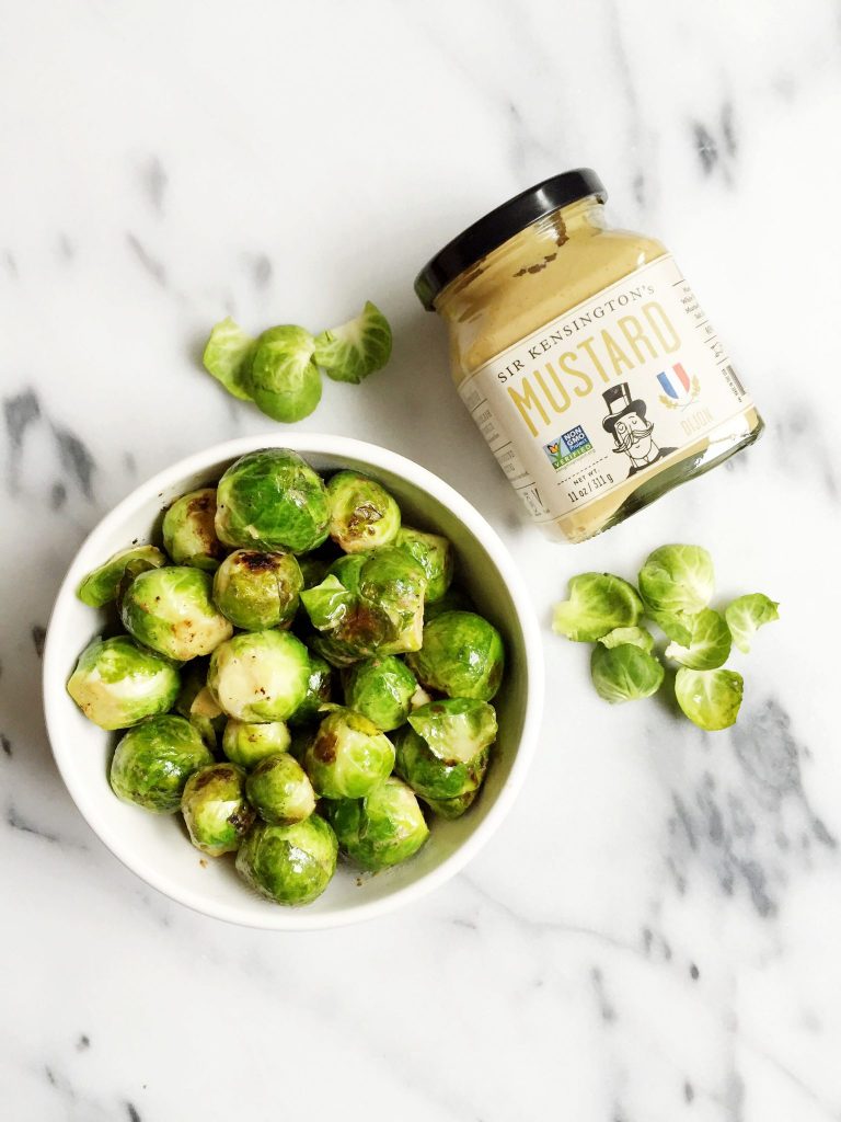 Vegan & Gluten Free Crispy Dijon Brussels Sprouts made in less than 20 minutes