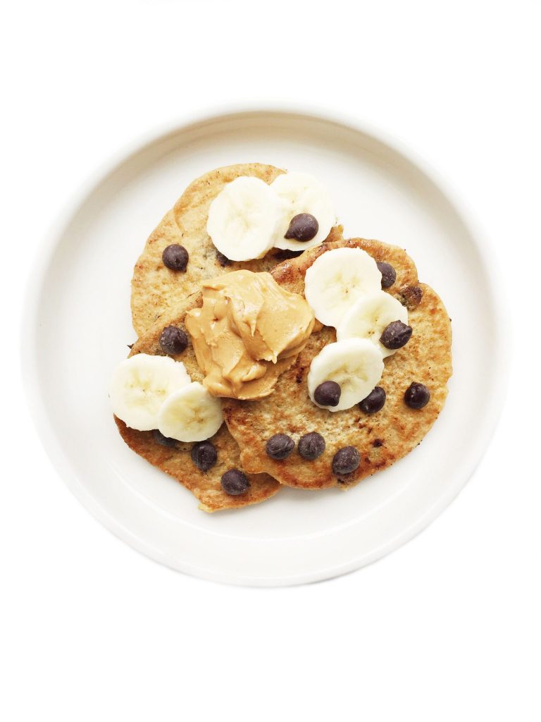 Flourless Peanut Butter Chocolate Chip Pancakes