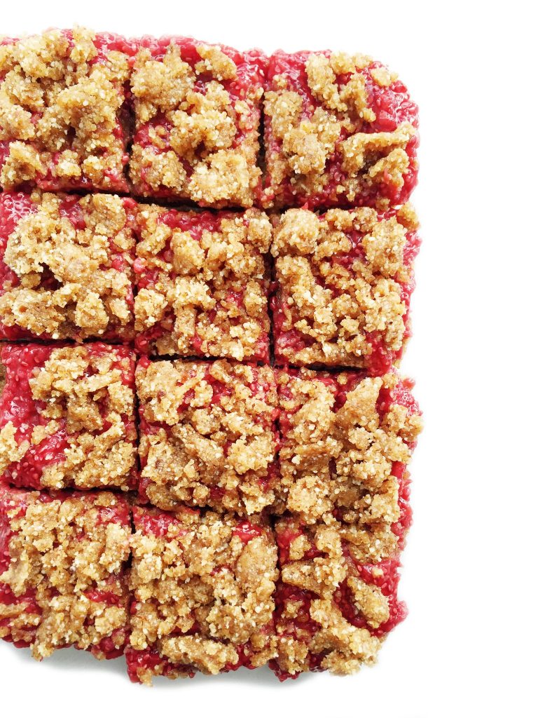 No-Bake Raspberry Chia Jam Bars (Vegan, GF & Paleo)