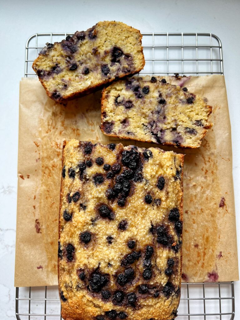 The best ever Paleo Blueberry Banana Breakfast Bread made with 8 ingredients!
