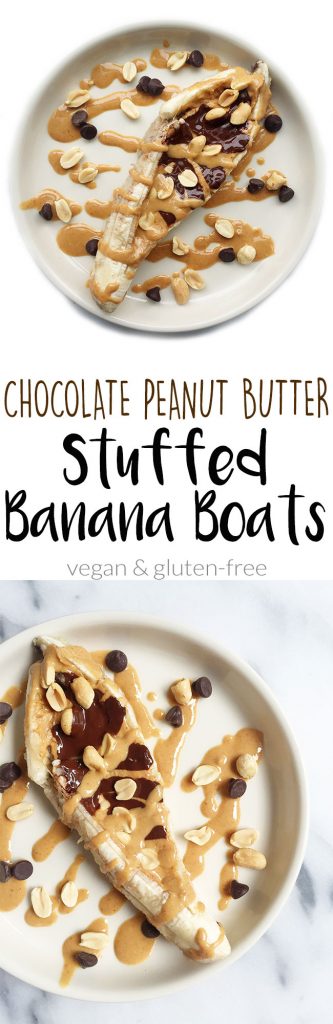 Chocolate Peanut Butter Stuffed Baked Banana Boats by rachLmansfield