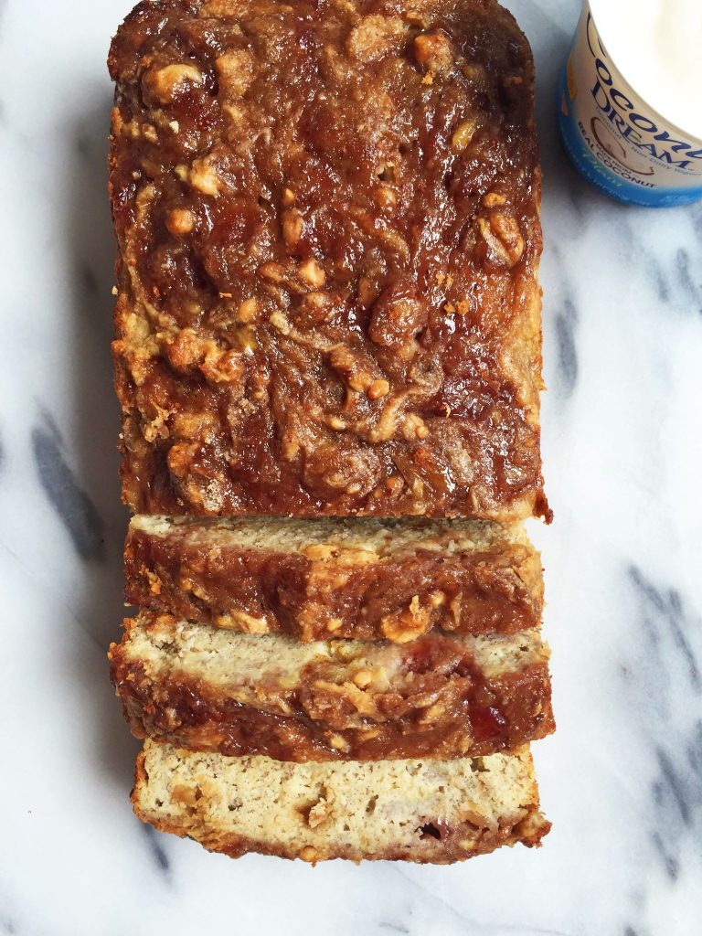 Gluten & Dairy-free Flourless Peanut Butter & Jelly Banana Bread