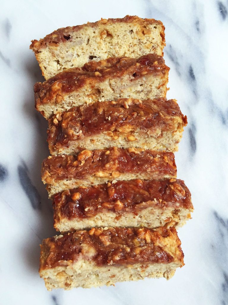 Gluten & Dairy-free Flourless Peanut Butter & Jelly Banana Bread