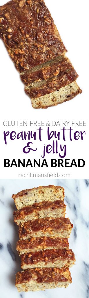 Gluten & Dairy-free Flourless Peanut Butter & Jelly Banana Bread