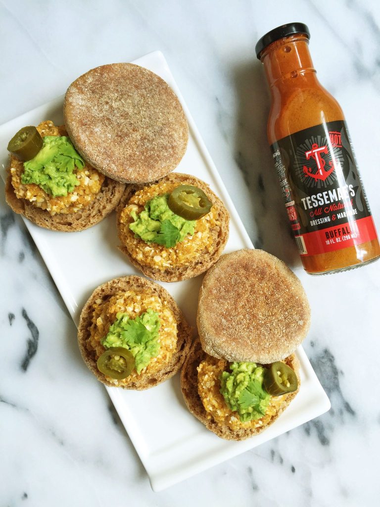 Baked Buffalo Cauliflower Burgers made with less than 10 ingredients