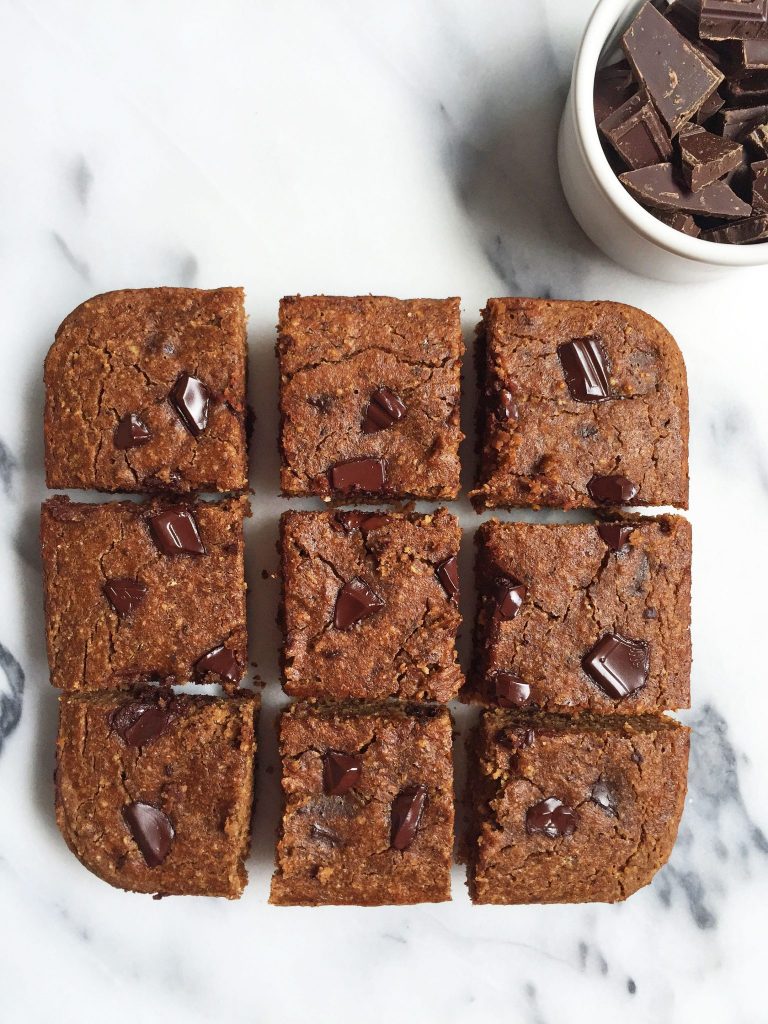 Grain & Dairy-free Double Chocolate Chunk Banana Bread Bars