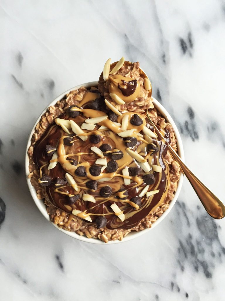 Dark Chocolate Almond Butter Cup Overnight Oats