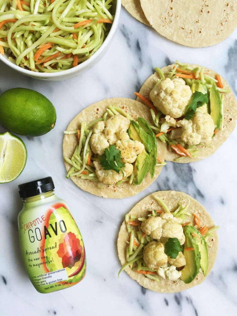 Roasted Cauliflower Tacos with Spicy Broccoli Slaw for a delicious plant-based meal