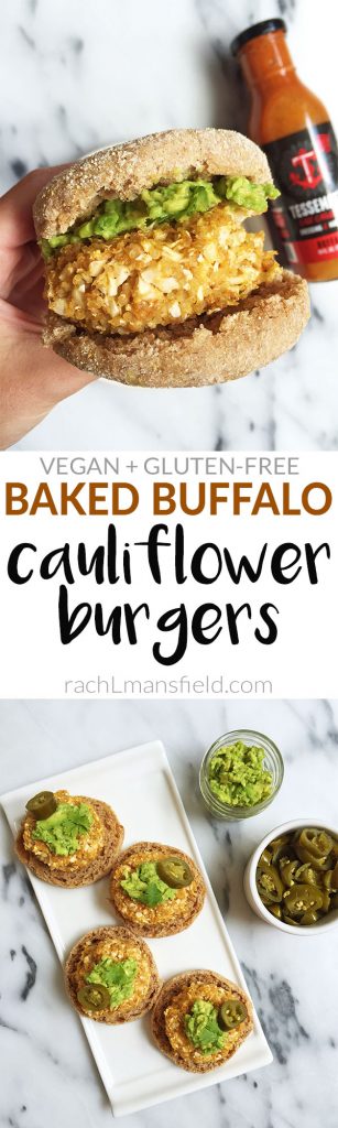 Baked Buffalo Cauliflower Burgers made with less than 10 ingredients