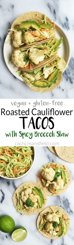 Roasted Cauliflower Tacos with Spicy Broccoli Slaw for a delicious plant-based meal