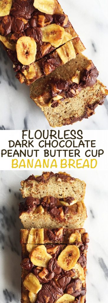 Flourless Dark Chocolate Peanut Butter Banana Bread made dairy-free and gluten-free!