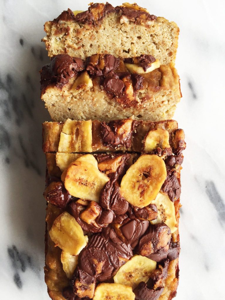 Flourless Dark Chocolate Peanut Butter Banana Bread made dairy-free and gluten-free!