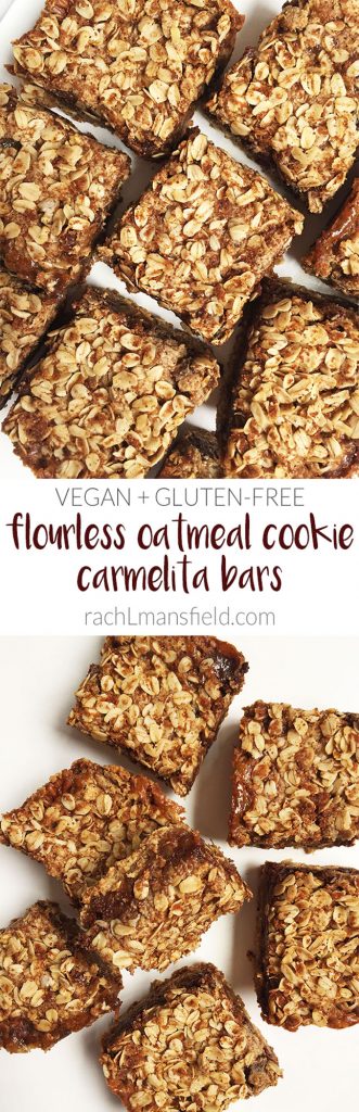 Flourless Oatmeal Cookie Carmelita Bars made vegan & refined sugar-free