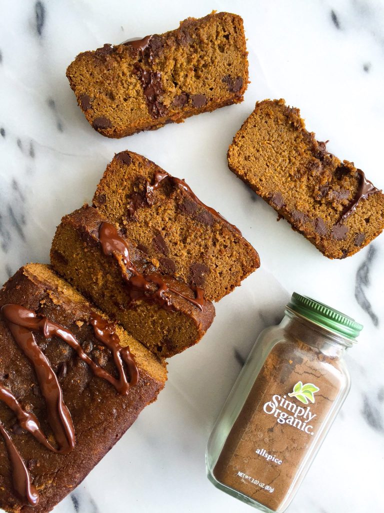 Easy Dark Chocolate Chip Gingerbread Loaf that is grain & dairy-free! A healthy and delicious gingerbread!