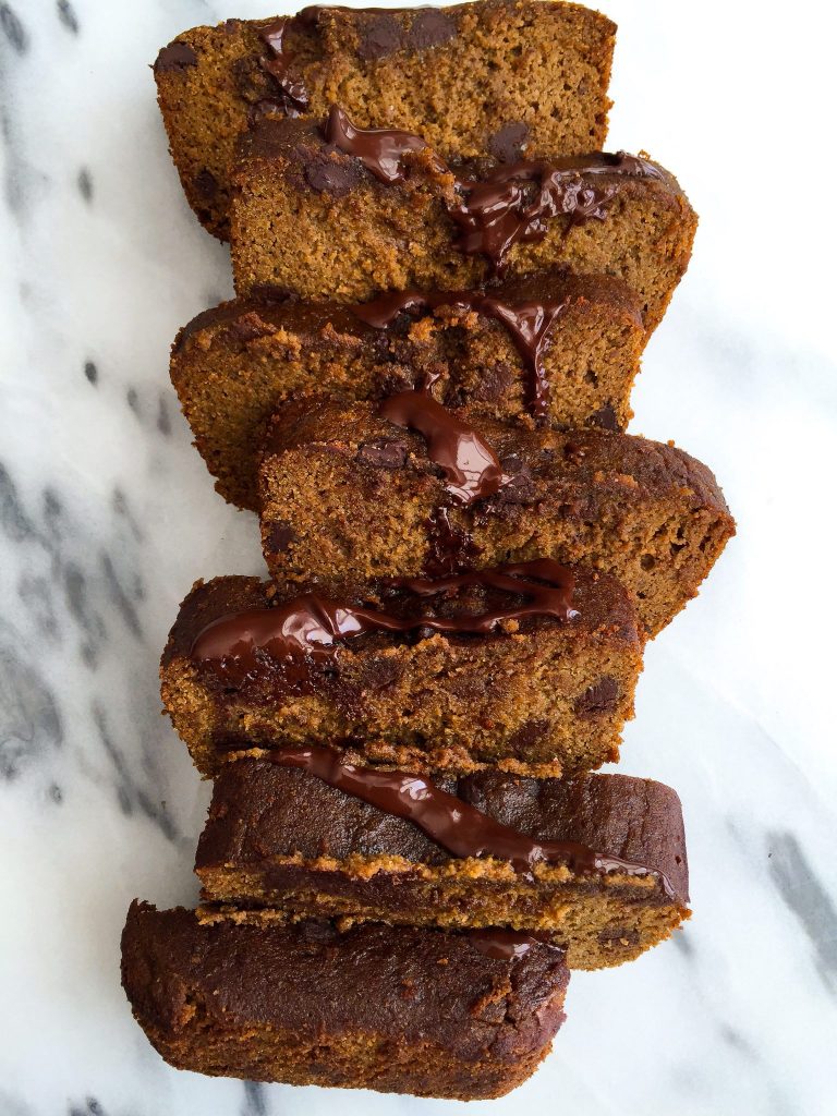 Easy Dark Chocolate Chip Gingerbread Loaf that is grain & dairy-free! A healthy and delicious gingerbread!