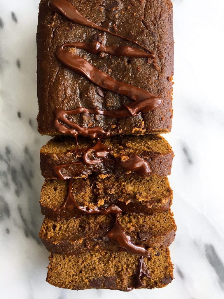 Easy Dark Chocolate Chip Gingerbread Loaf that is grain & dairy-free! A healthy and delicious gingerbread!
