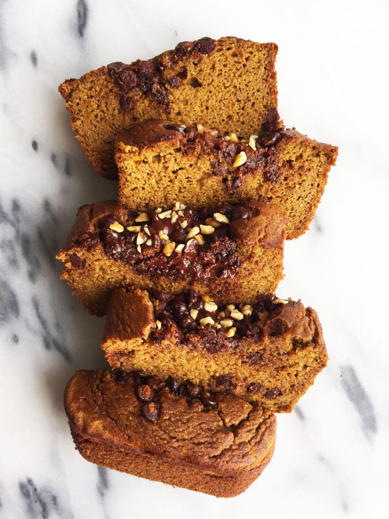 Flourless Pumpkin Bread with Dark Chocolate Streusel that is grain & refined sugar-free