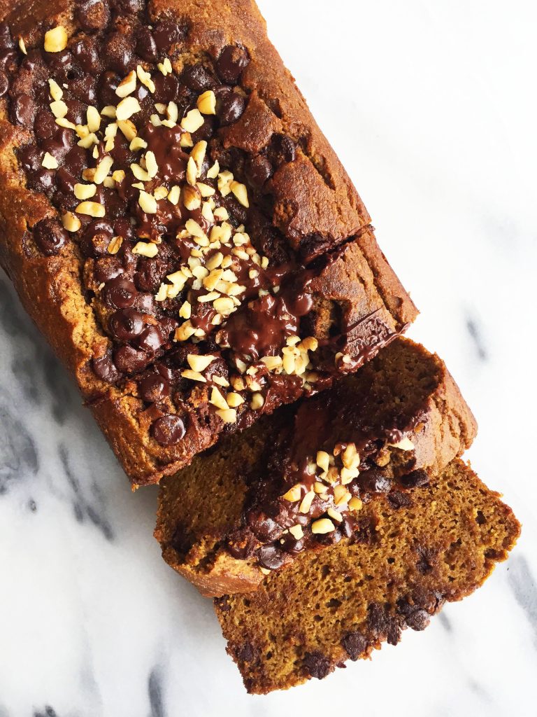 Flourless Pumpkin Bread with Dark Chocolate Streusel that is grain & refined sugar-free