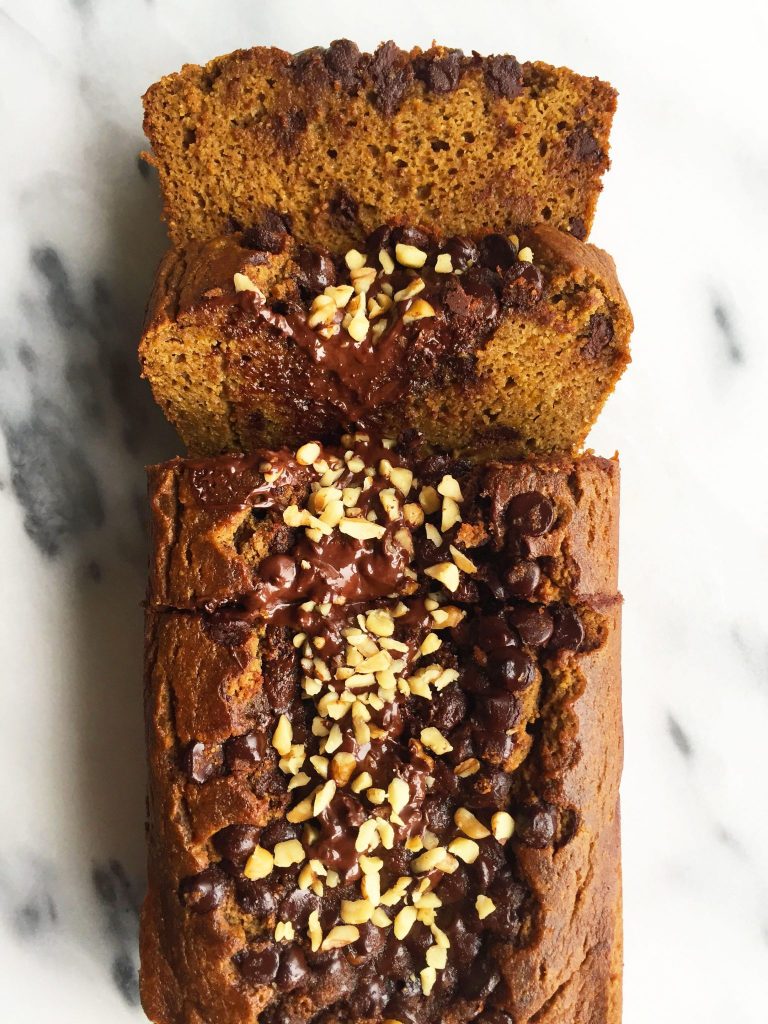 Flourless Pumpkin Bread with Dark Chocolate Streusel that is grain & refined sugar-free