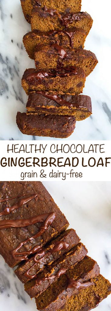 Easy Dark Chocolate Chip Gingerbread Loaf that is grain & dairy-free! A healthy and delicious gingerbread!