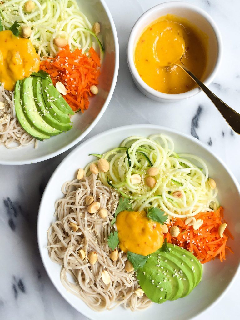 10-minute Soba Noodle Salad with Mango Ginger Dressing for a delicious plant-based salad!