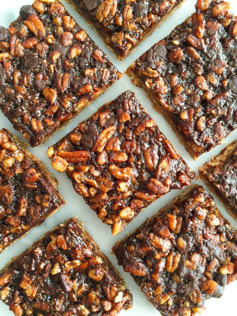 Dark Chocolate Pecan Pie Bars that are gluten and dairy-free and a delicious holiday dessert