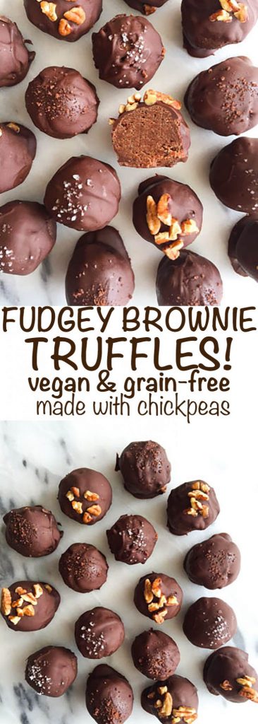 Fudgy Brownie Batter Truffles (made with chick peas!) for a vegan and grain-free dessert!