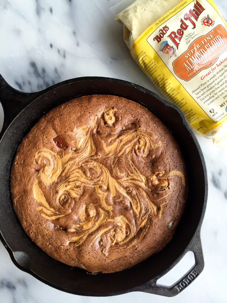 Grain & dairy-free Dark Chocolate Peanut Butter Skillet Brownie