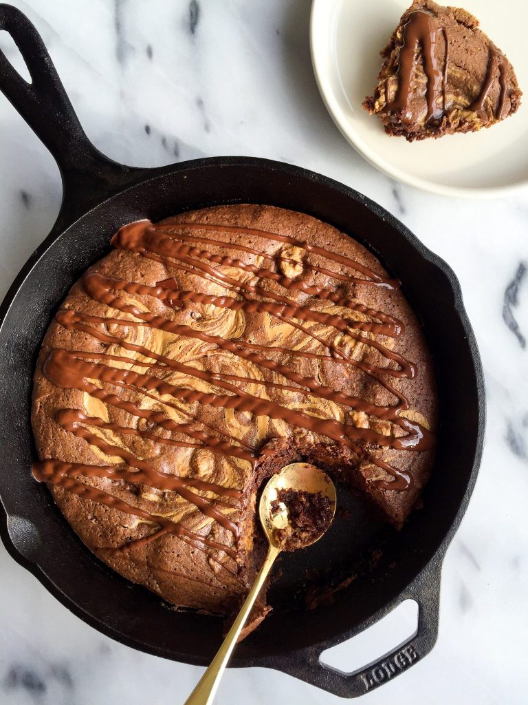 Grain & dairy-free Dark Chocolate Peanut Butter Skillet Brownie