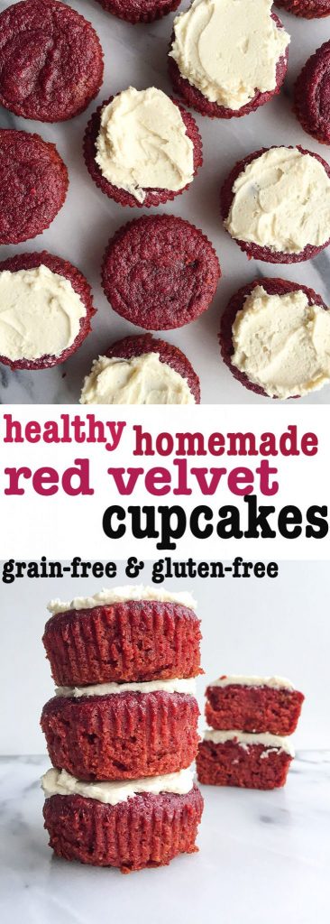 Healthy Homemade Red Velvet Cupcakes made grain, gluten & dairy-free!