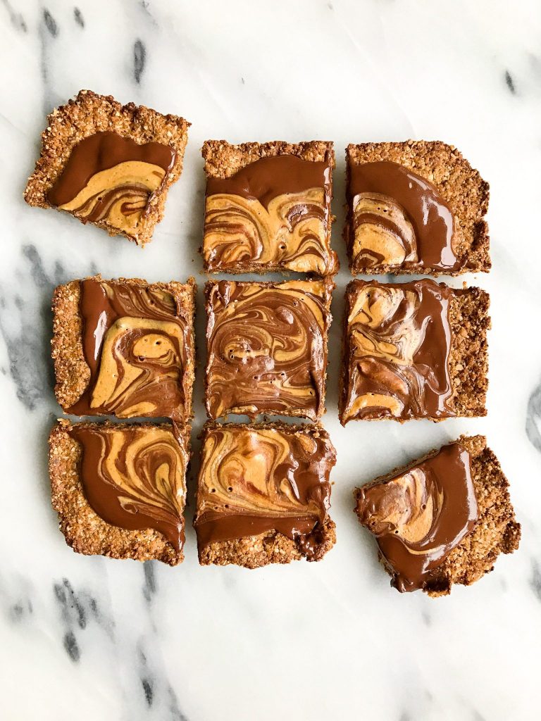 Dark Chocolate Peanut Butter Cup Snack Bars (gluten-free)