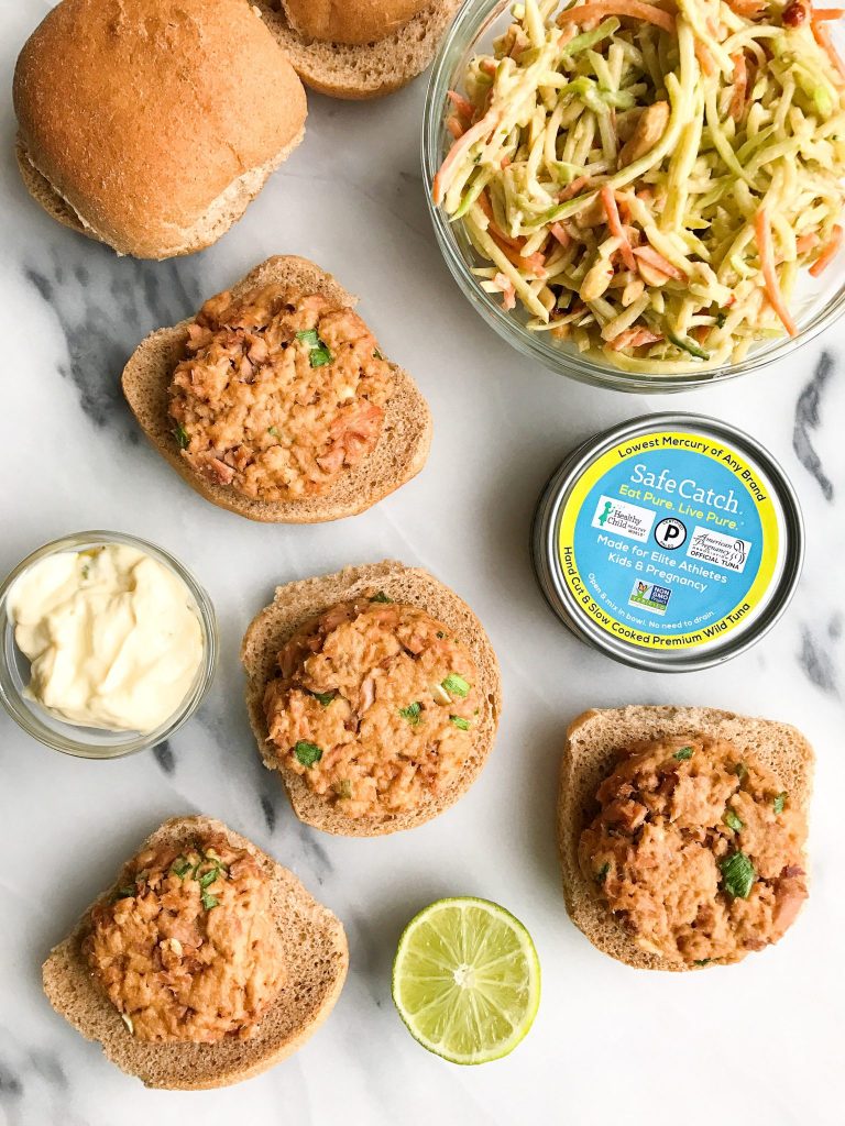 Spicy Thai Tuna Burgers with Crunchy Peanut Slaw