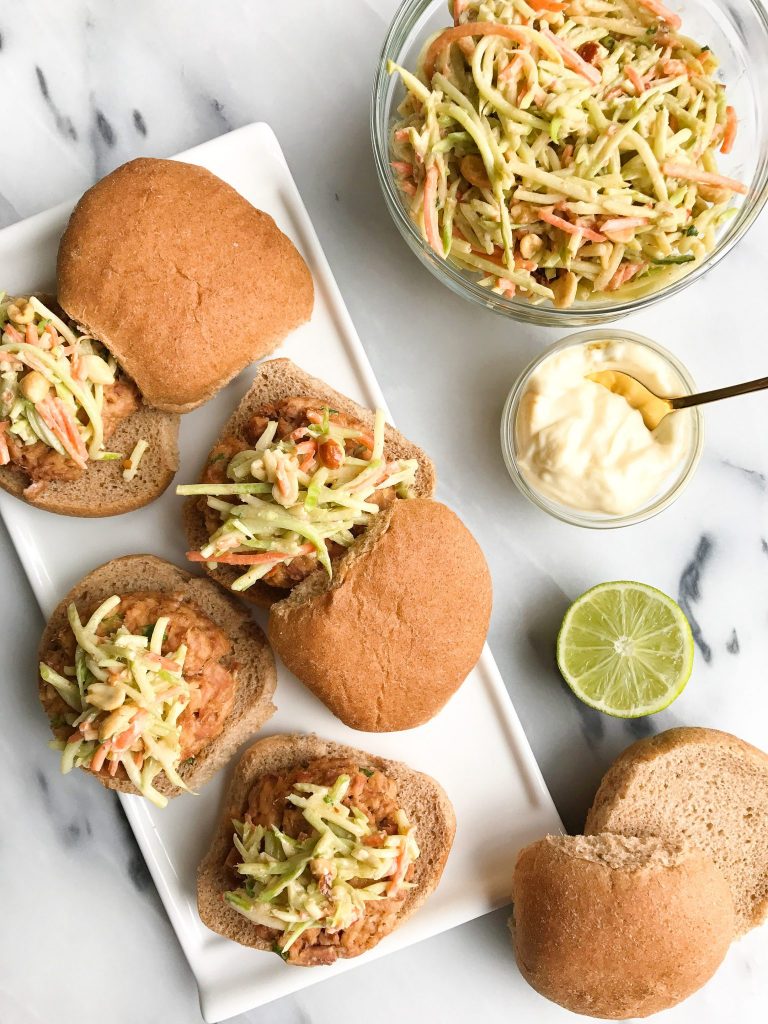 Spicy Thai Tuna Burgers with Crunchy Peanut Slaw