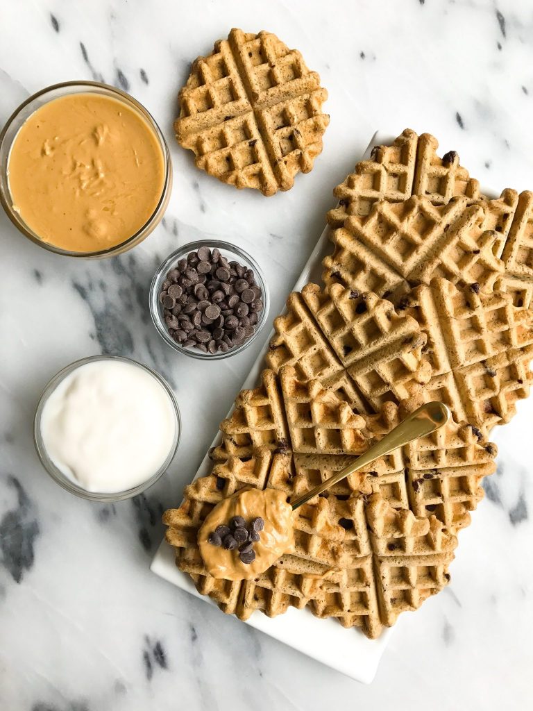 Vegan Peanut Butter Cup Waffles made with Oat Flour