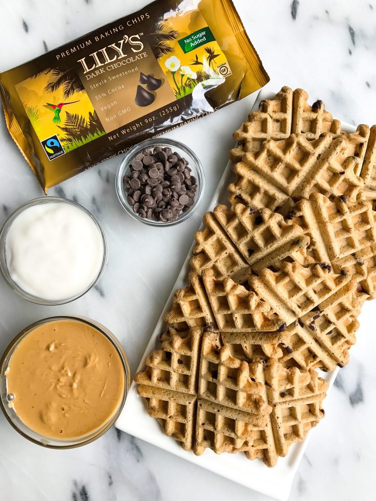 Vegan Peanut Butter Cup Waffles made with Oat Flour
