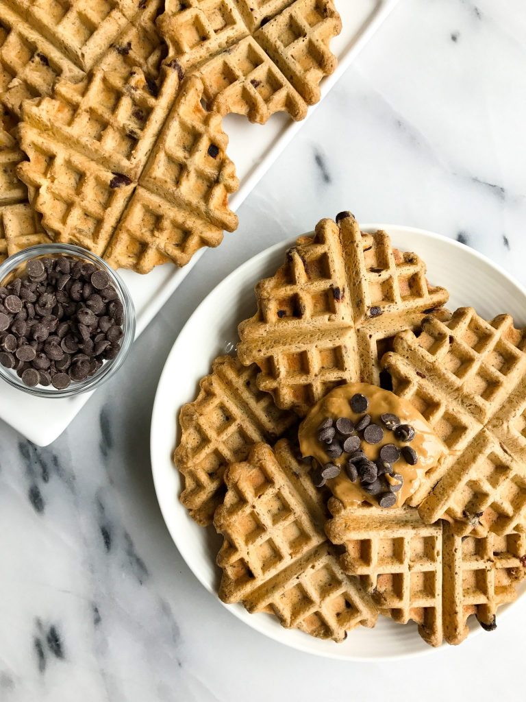 Vegan Peanut Butter Cup Waffles made with Oat Flour