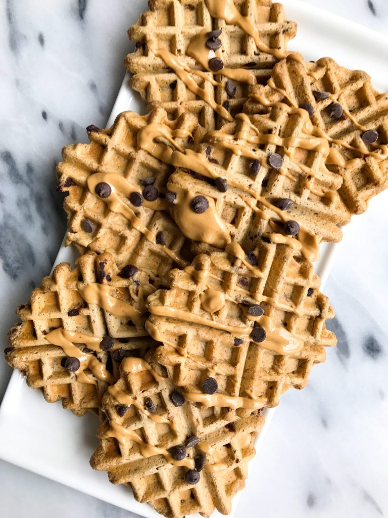 Vegan Peanut Butter Cup Waffles made with Oat Flour