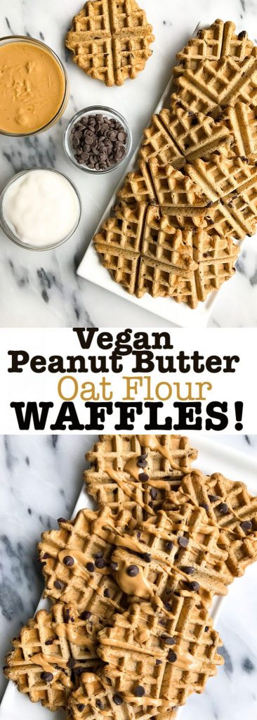 Vegan Peanut Butter Cup Waffles made with Oat Flour