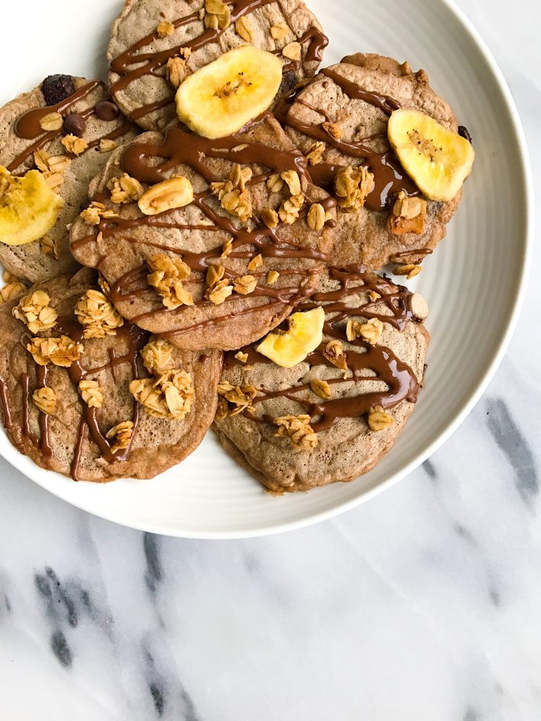 Double Chocolate Oatmeal Pancakes for a delicious gluten & dairy-free breakfast