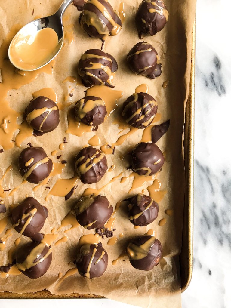 Healthy Cookie Dough Truffles that are nut-free, vegan and made with simple ingredients!