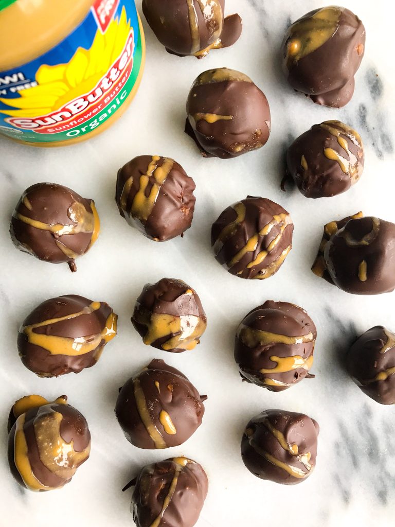 Healthy Cookie Dough Truffles that are nut-free, vegan and made with simple ingredients!