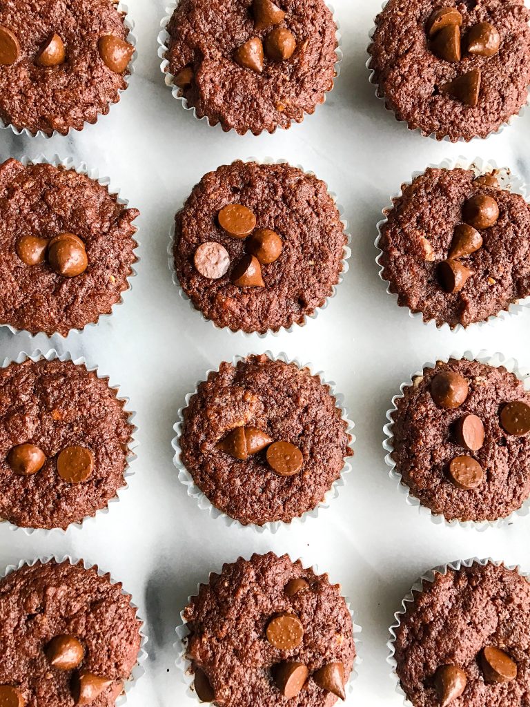 Mini Dark Chocolate Stuffed Red Velvet Brownies made vegan and gluten-free!