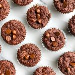 Mini Dark Chocolate Stuffed Red Velvet Brownies made vegan and gluten-free!