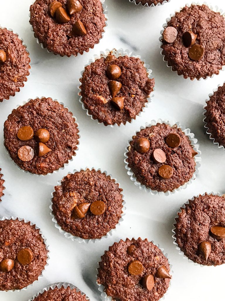 Mini Dark Chocolate Stuffed Red Velvet Brownies made vegan and gluten-free!