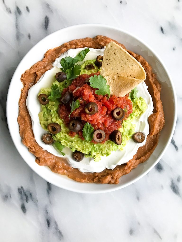 Vegan and Gluten-free Healthy Seven Layer Taco Dip