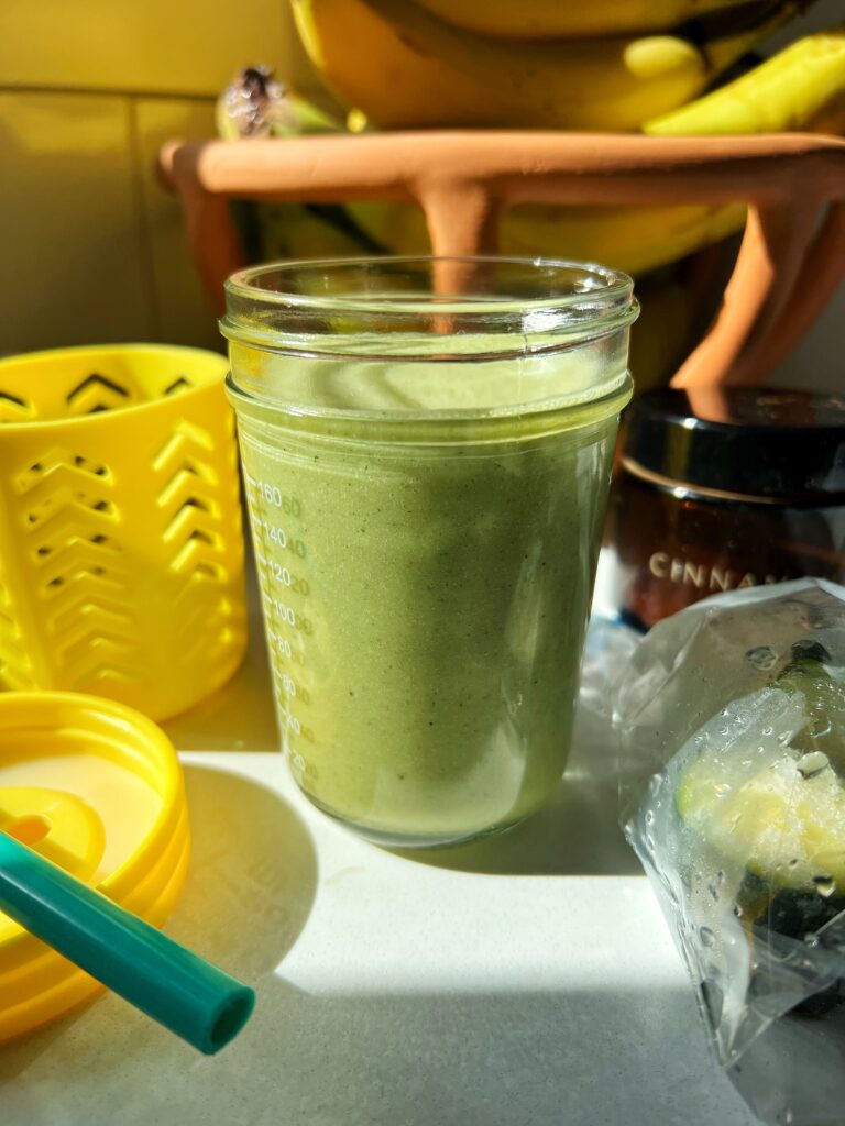 Zucchini Bread Smoothie made with just 5 ingredients. This one of my favorite ways to sneak in extra veggies and a have nutritious snack in minutes.