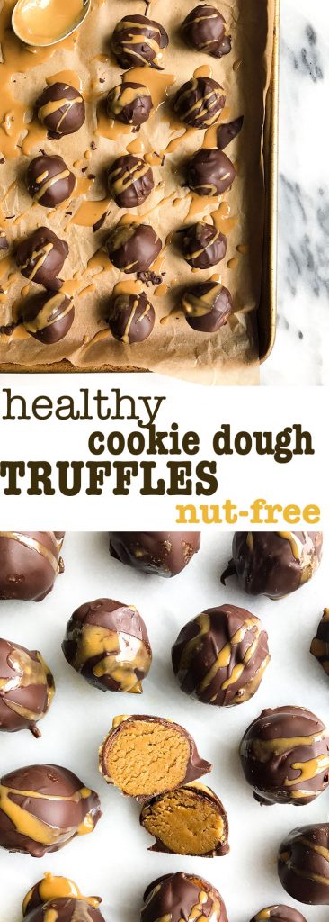 Healthy Cookie Dough Truffles that are nut-free, vegan and made with simple ingredients!